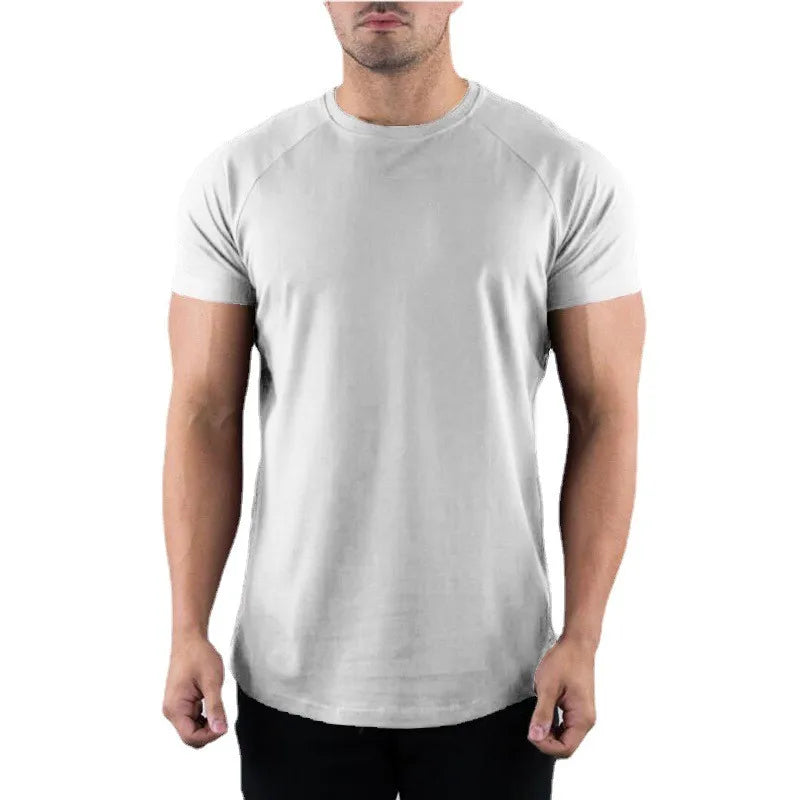 Plain Gym T-shirt Men Summer Fitness Clothing O-Neck Short Sleeve T