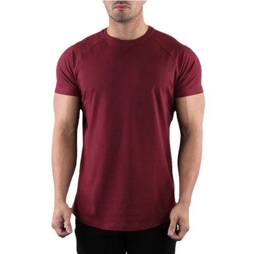 Plain Gym T-shirt Men Summer Fitness Clothing O-Neck Short Sleeve T