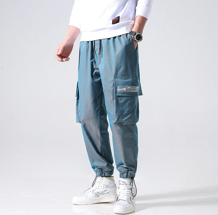 Streetwear Cargo Pants Men Reflective Loose Hip Hop Casual Pants Mens Harem Pant Harajuku Jogger Sweatpant Men Trousers