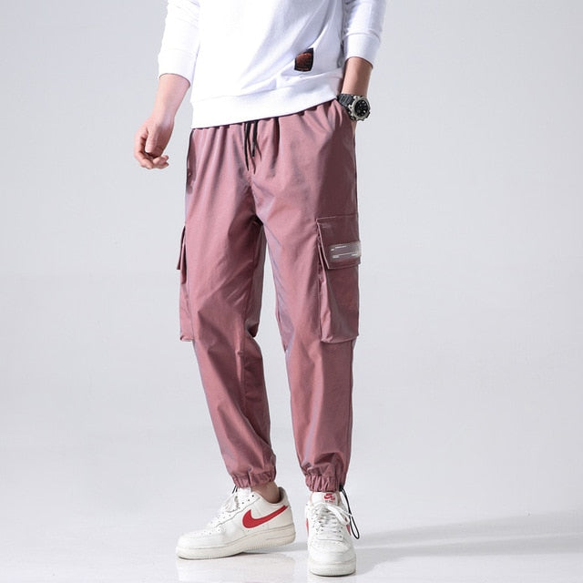 Streetwear Cargo Pants Men Reflective Loose Hip Hop Casual Pants Mens Harem Pant Harajuku Jogger Sweatpant Men Trousers