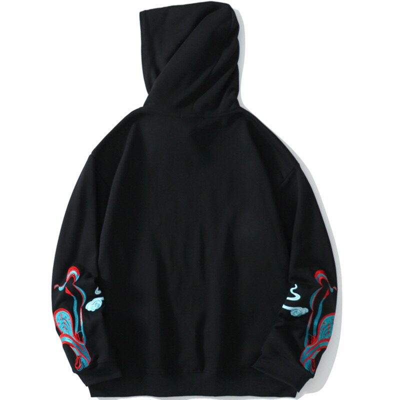 Hoodie Men Chinese Vintage Dunhuang Embroidery Sweatshirt Folk-custom Hipster Casual Cozy Hooded Tops Couple Streetwear