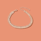 Double layer Silver Link Chain Arrow Boho Beach Anklet Adjustable Foot Jewellery