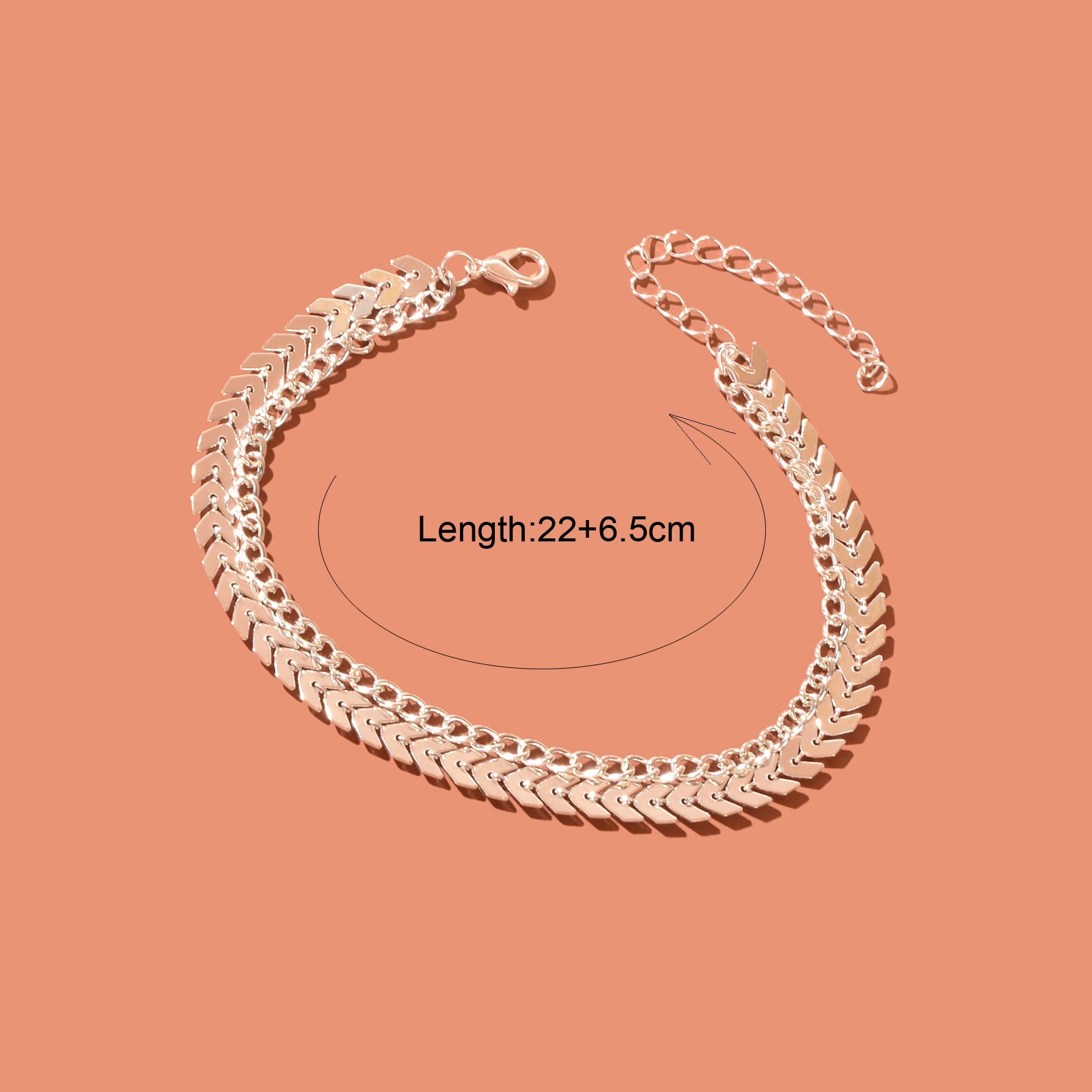 Double layer Silver Link Chain Arrow Boho Beach Anklet Adjustable Foot Jewellery