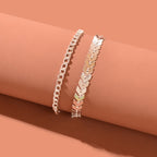 Double layer Silver Link Chain Arrow Boho Beach Anklet Adjustable Foot Jewellery