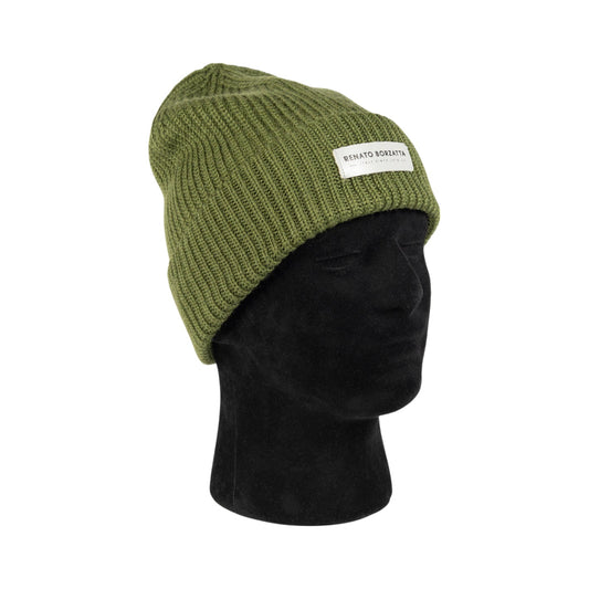 RB5003E | CERVINO Wool Blend Knit Hat Made in Italy. Green - One Size