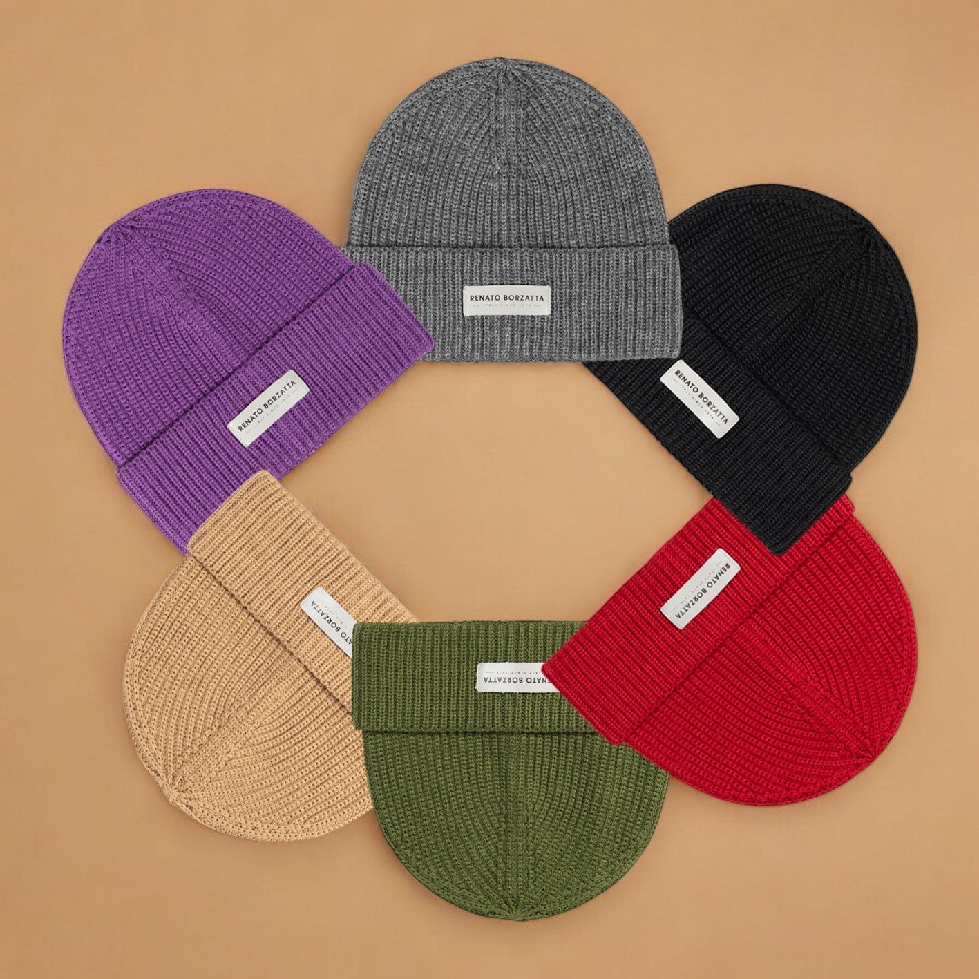 RB5003E | CERVINO Wool Blend Knit Hat Made in Italy. Green - One Size