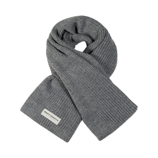 RB5004F | CERVINO Wool Blend Knit Scarf and Hat Set Made in Italy. Melange Grey - One Size