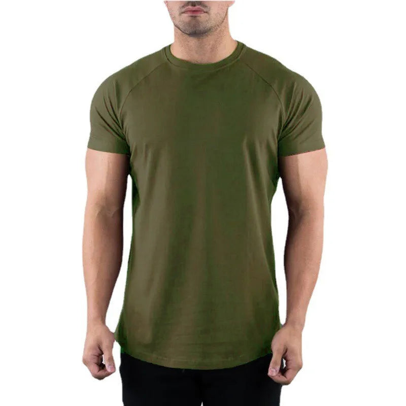 Plain Gym T-shirt Men Summer Fitness Clothing O-Neck Short Sleeve T