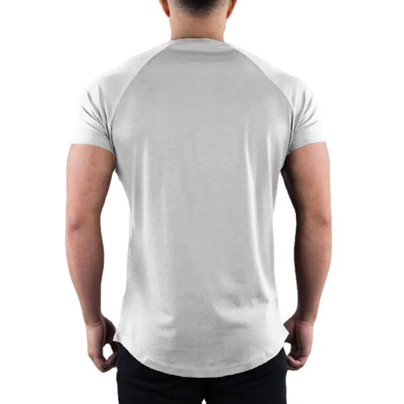 Plain Gym T-shirt Men Summer Fitness Clothing O-Neck Short Sleeve T