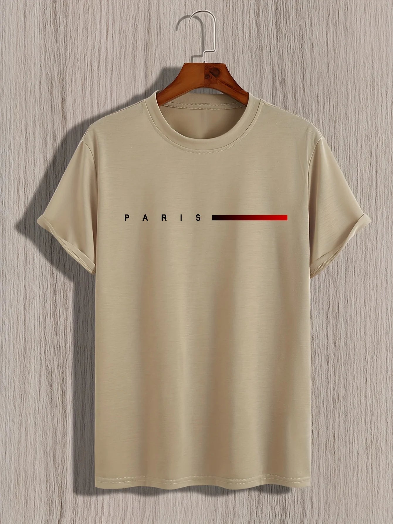 Men's 100% cotton summer loose PARIS Creative Letter print casual slim