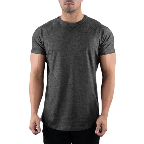 Plain Gym T-shirt Men Summer Fitness Clothing O-Neck Short Sleeve T