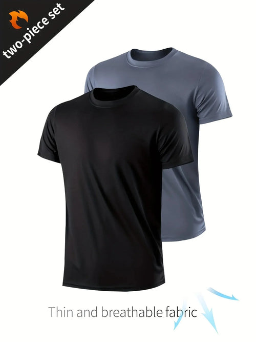 2 pieces of summer men's new short-sleeved t-shirt solid color
