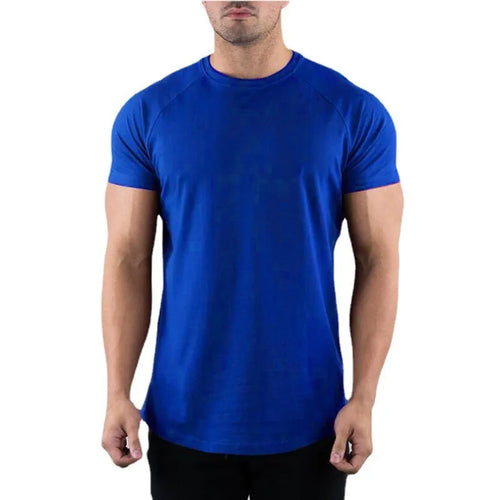 Plain Gym T-shirt Men Summer Fitness Clothing O-Neck Short Sleeve T