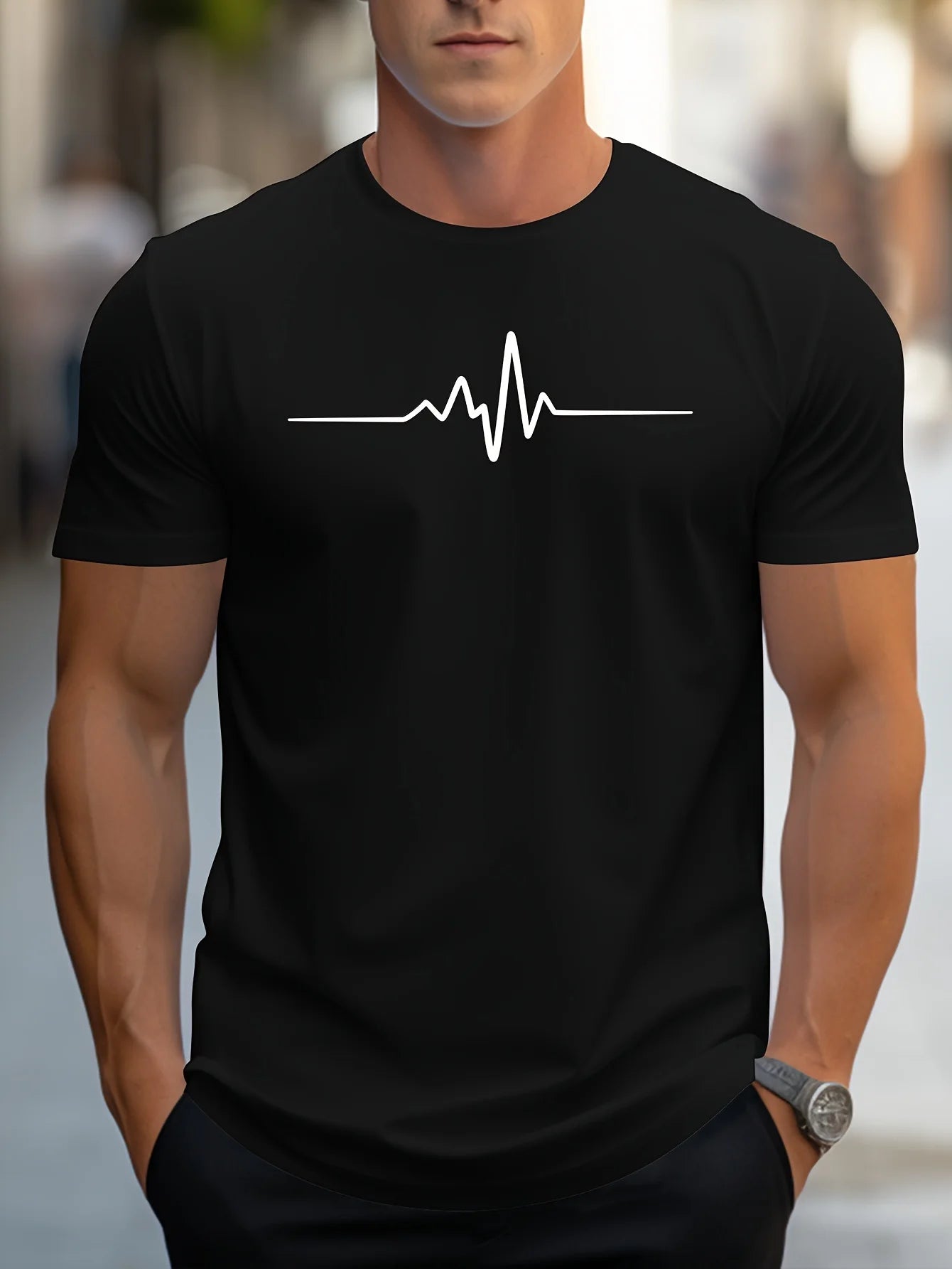 Men's 100% cotton summer loose size Creative Graphic printed slim fit