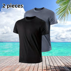 2 pieces of summer men's new short-sleeved t-shirt solid color
