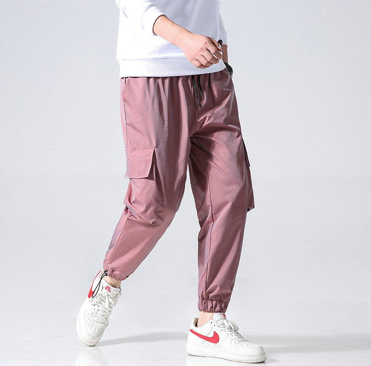 Streetwear Cargo Pants Men Reflective Loose Hip Hop Casual Pants Mens Harem Pant Harajuku Jogger Sweatpant Men Trousers