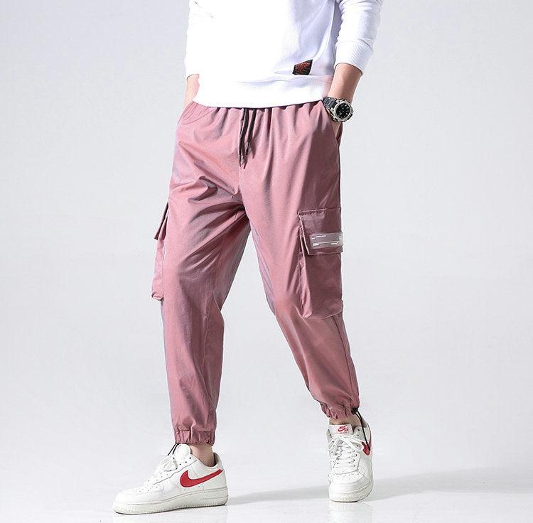 Streetwear Cargo Pants Men Reflective Loose Hip Hop Casual Pants Mens Harem Pant Harajuku Jogger Sweatpant Men Trousers