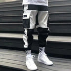 Men Hip Hop Black Cargo Pants joggers Sweatpants Multi-pocket Ribbons men's sports pants streetwear casual men's casual pants