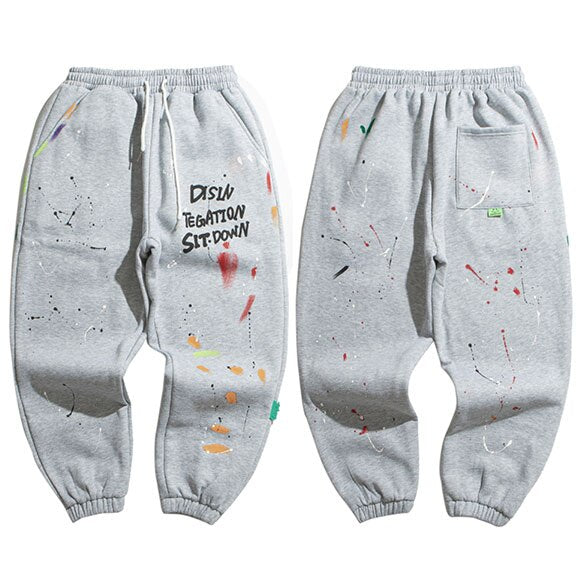 Mens Hip Hop Streetwear Cargo Pants Graffiti Printed Baggy Jogger Pants Cotton Casual Pocket Track Harem Pants Trousers