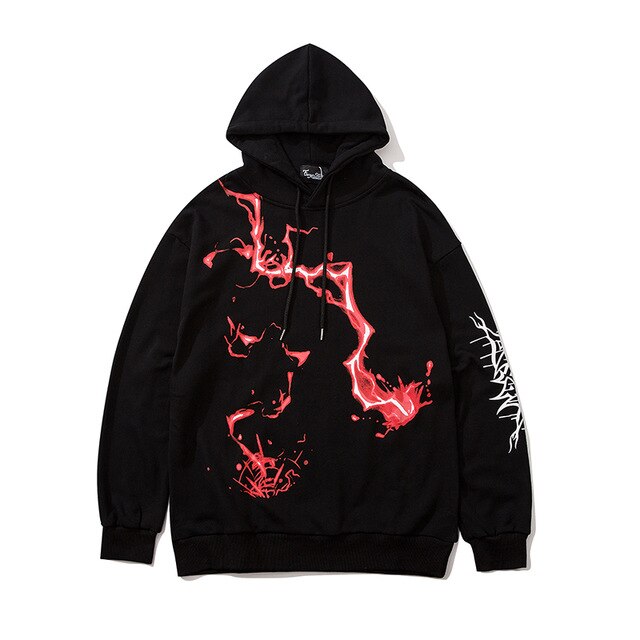Men Blue Lightning Hoodie Sweatshirt Hip Hop Streetwear Hoodie Pullover Harajuku Autumn Winter Hoodies Cotton