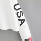 Women harajuku hoodies Autumn Casual Drop Shoulder American Flag Print Hoodie Sweatshirt Crop Top sweatshirt sudadera mujer