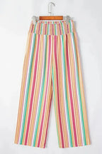 Striped Smocked Waist Wide Leg Pants