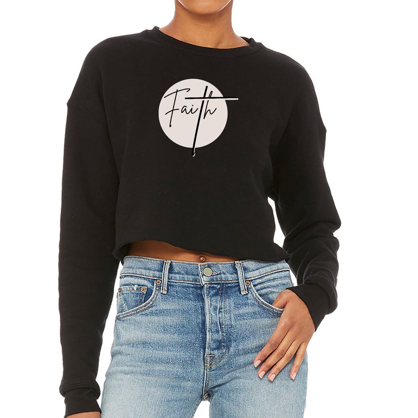 Womens Cropped Graphic Sweatshirt Faith Print